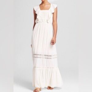 Mossimo Supply Co White Ruffled Tiered Maxi Dress